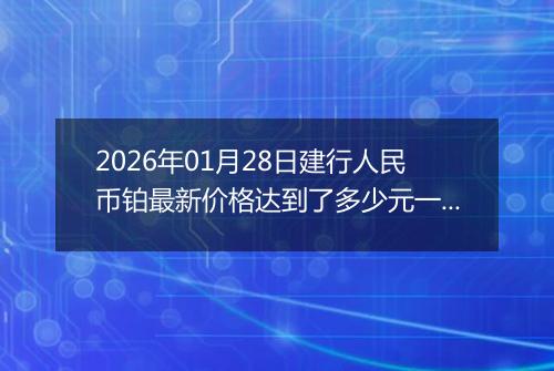 2026年01月28日建行人民币铂最新价格达到了多少元一克
