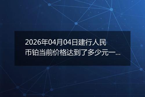 2026年04月04日建行人民币铂当前价格达到了多少元一克2026年04月04日