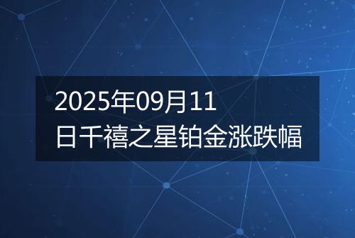 2025年09月11日千禧之星铂金涨跌幅