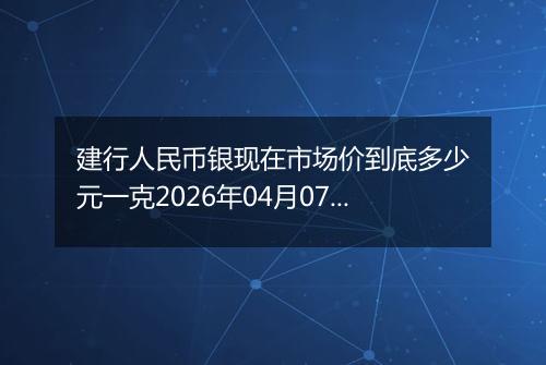 建行人民币银现在市场价到底多少元一克2026年04月07日
