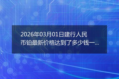 2026年03月01日建行人民币铂最新价格达到了多少钱一克