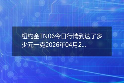 纽约金TN06今日行情到达了多少元一克2026年04月28日
