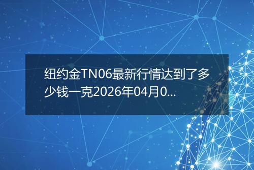 纽约金TN06最新行情达到了多少钱一克2026年04月04日