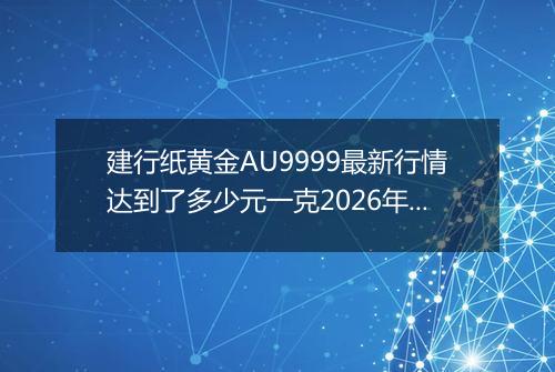 建行纸黄金AU9999最新行情达到了多少元一克2026年05月02日