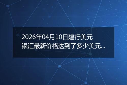 2026年04月10日建行美元银汇最新价格达到了多少美元一盎司