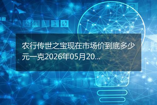 农行传世之宝现在市场价到底多少元一克2026年05月20日