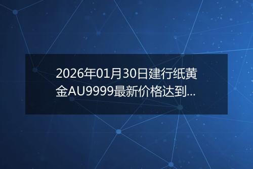 2026年01月30日建行纸黄金AU9999最新价格达到了多少元一克