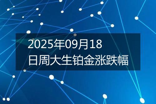 2025年09月18日周大生铂金涨跌幅