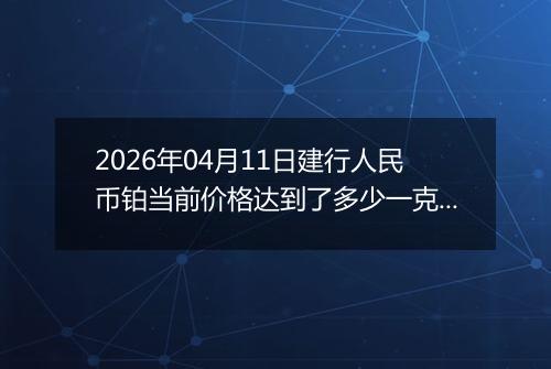 2026年04月11日建行人民币铂当前价格达到了多少一克2026年04月11日