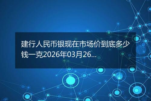 建行人民币银现在市场价到底多少钱一克2026年03月26日