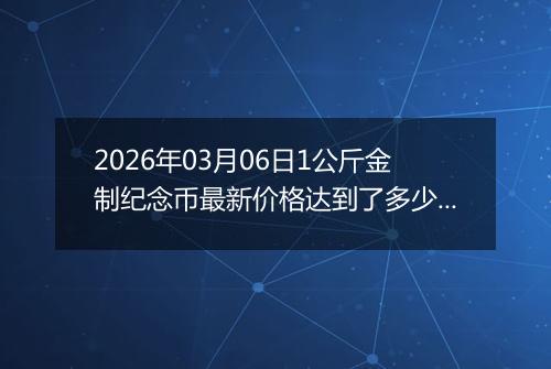 2026年03月06日1公斤金制纪念币最新价格达到了多少元一个