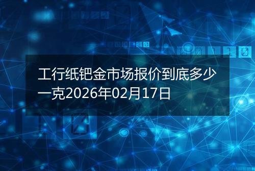 工行纸钯金市场报价到底多少一克2026年02月17日