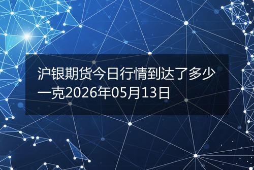 沪银期货今日行情到达了多少一克2026年05月13日