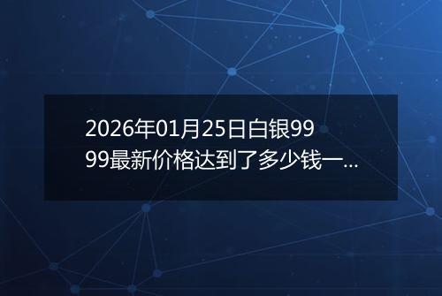 2026年01月25日白银9999最新价格达到了多少钱一克
