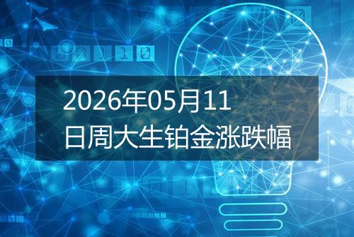 2026年05月11日周大生铂金涨跌幅