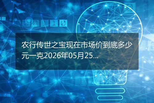 农行传世之宝现在市场价到底多少元一克2026年05月25日
