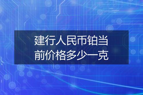 建行人民币铂当前价格多少一克