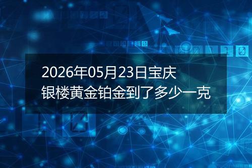 2026年05月23日宝庆银楼黄金铂金到了多少一克