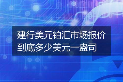 建行美元铂汇市场报价到底多少美元一盎司