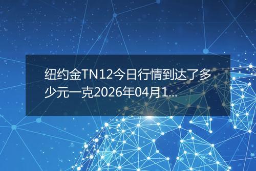 纽约金TN12今日行情到达了多少元一克2026年04月16日