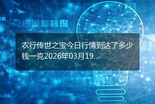 农行传世之宝今日行情到达了多少钱一克2026年03月19日