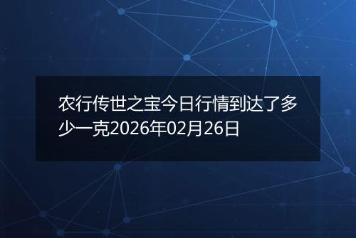 农行传世之宝今日行情到达了多少一克2026年02月26日