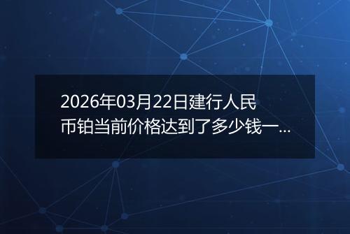 2026年03月22日建行人民币铂当前价格达到了多少钱一克2026年03月22日