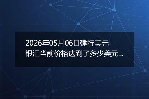 2026年05月06日建行美元银汇当前价格达到了多少美元一盎司2026年05月06日