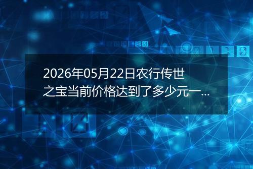 2026年05月22日农行传世之宝当前价格达到了多少元一克2026年05月22日