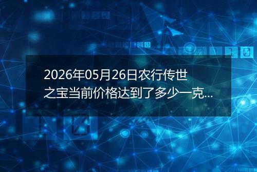 2026年05月26日农行传世之宝当前价格达到了多少一克2026年05月26日