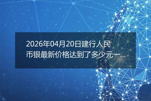 2026年04月20日建行人民币银最新价格达到了多少元一克