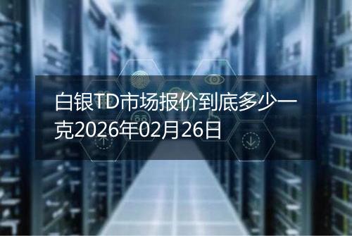 白银TD市场报价到底多少一克2026年02月26日