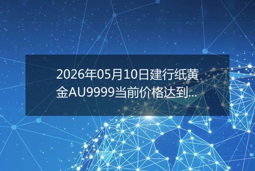 2026年05月10日建行纸黄金AU9999当前价格达到了多少钱一克2026年05月10日