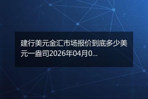 建行美元金汇市场报价到底多少美元一盎司2026年04月03日