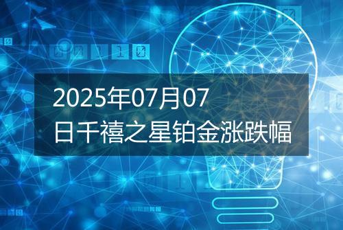 2025年07月07日千禧之星铂金涨跌幅