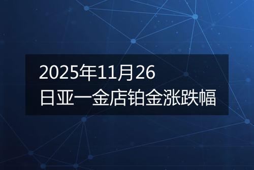 2025年11月26日亚一金店铂金涨跌幅