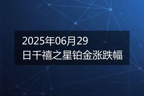 2025年06月29日千禧之星铂金涨跌幅