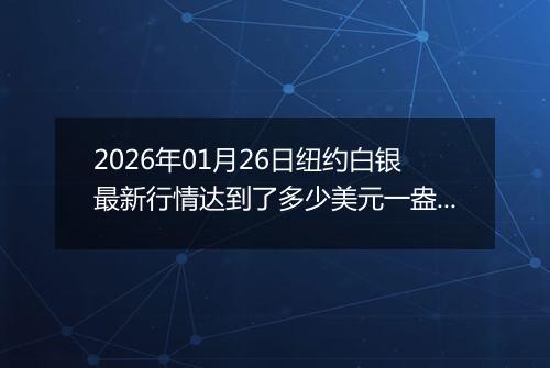 2026年01月26日纽约白银最新行情达到了多少美元一盎司