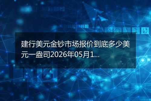 建行美元金钞市场报价到底多少美元一盎司2026年05月10日