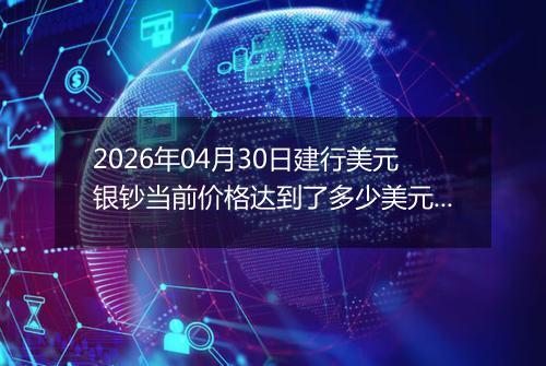 2026年04月30日建行美元银钞当前价格达到了多少美元一盎司2026年04月30日