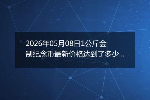 2026年05月08日1公斤金制纪念币最新价格达到了多少元一个