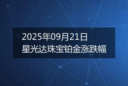 2025年09月21日星光达珠宝铂金涨跌幅