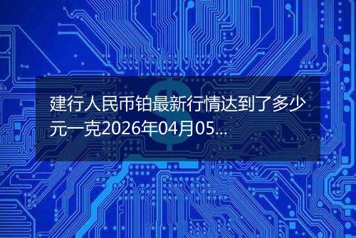 建行人民币铂最新行情达到了多少元一克2026年04月05日