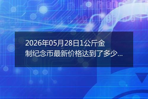 2026年05月28日1公斤金制纪念币最新价格达到了多少元一个