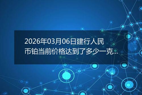 2026年03月06日建行人民币铂当前价格达到了多少一克2026年03月06日