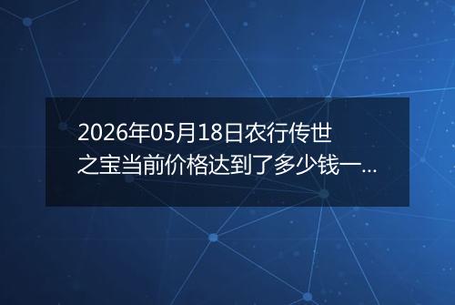 2026年05月18日农行传世之宝当前价格达到了多少钱一克2026年05月18日