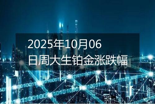 2025年10月06日周大生铂金涨跌幅