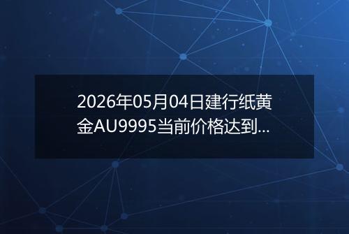 2026年05月04日建行纸黄金AU9995当前价格达到了多少一克2026年05月04日