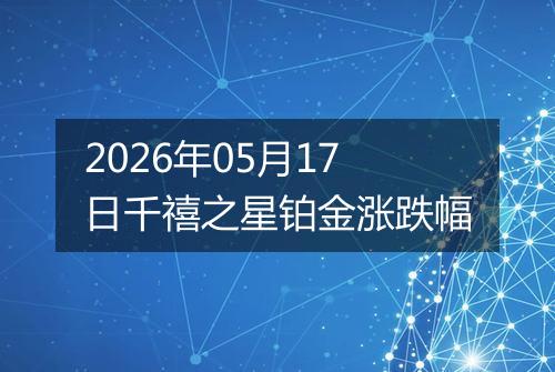 2026年05月17日千禧之星铂金涨跌幅