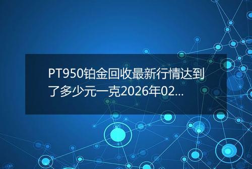 PT950铂金回收最新行情达到了多少元一克2026年02月20日